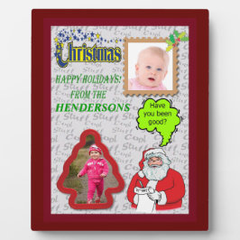 Kerstkerstkerstman en -boom Voeg foto's toe Fotoplaat