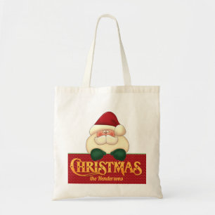 Kerstkerstkerstman en gouden kunst tote bag