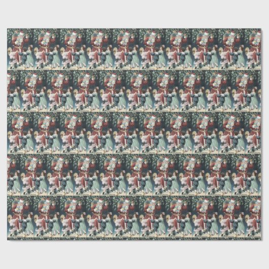 Kerstkerstkerstman en kind cadeaupapier (Vlak)