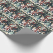 Kerstkerstkerstman en kind cadeaupapier (Hoek)