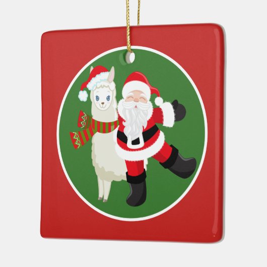Kerstkerstkerstman en lama voegen ornament toe (Links)
