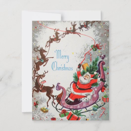 Kerstkerstkerstman en rendier feestdagenkaart (Voorkant)