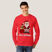 Kerstkerstkerstman en zijn tas mannen t-shirt (Voorkant volledig)