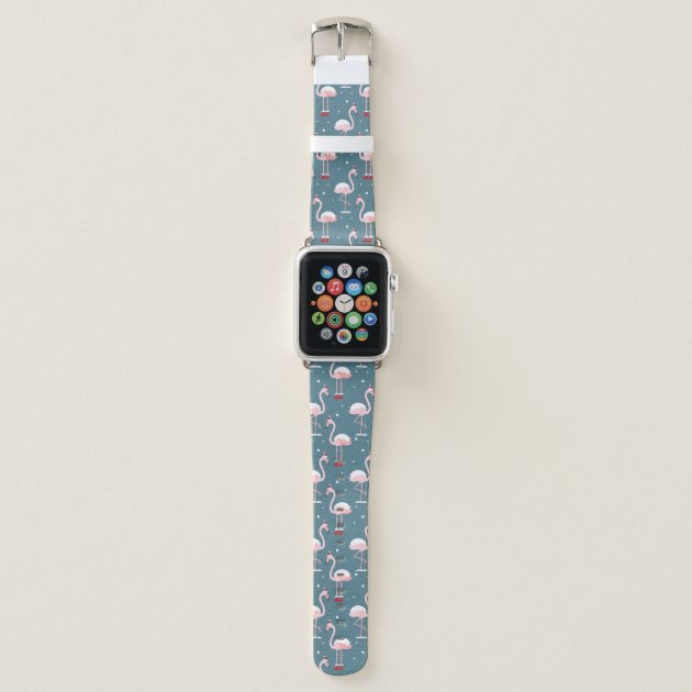 Kerstkerstkerstman-Flamingo patroon Apple Horlogebandje | Zazzle.nl