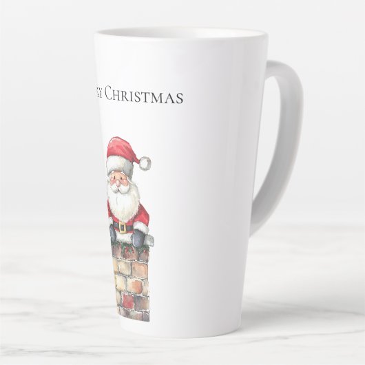 KerstkerstKerstman in Chimney Latte Mok (Rechterhoek)