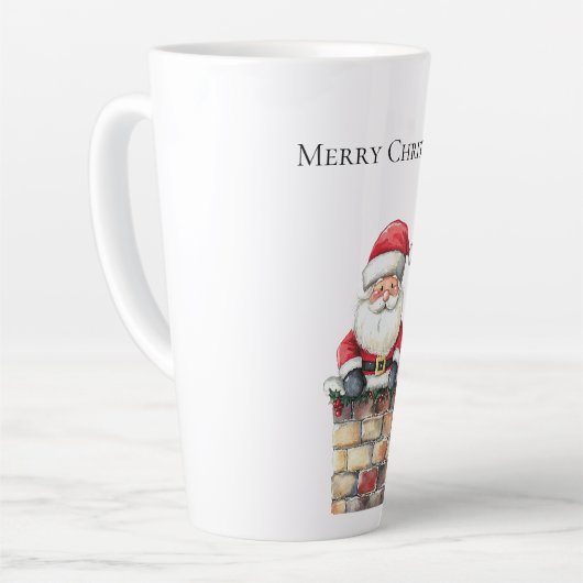 KerstkerstKerstman in Chimney Latte Mok (Linkerhoek)