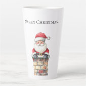 KerstkerstKerstman in Chimney Latte Mok (Voorkant)