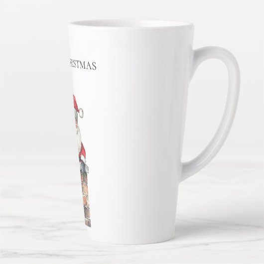 KerstkerstKerstman in Chimney Latte Mok (Rechts)