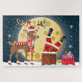 Kerstkerstkerstman in Chimney met Rudolph Legpuzzel