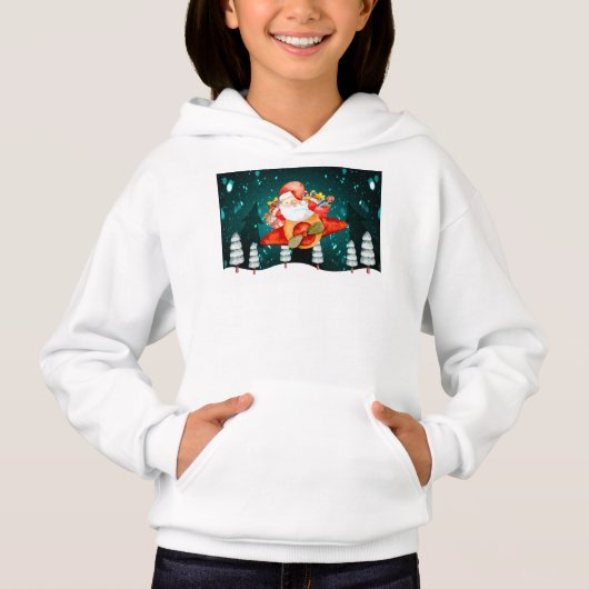 Kerstkerstkerstman in een vliegtuig met Cadeau (Voorkant)