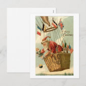 Kerstkerstkerstman in Hot Air ballon Feestdagenkaart (Voorkant / Achterkant)