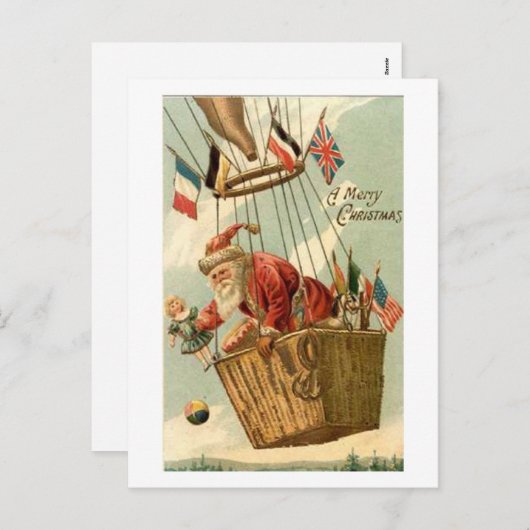 Kerstkerstkerstman in Hot Air ballon Feestdagenkaart (Voorkant / Achterkant)