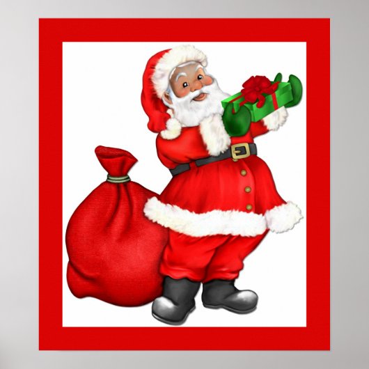 Kerstkerstkerstman met cadeau poster (Voorkant)