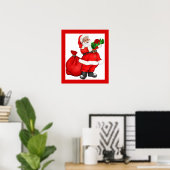Kerstkerstkerstman met cadeau poster (Thuiskantoor)