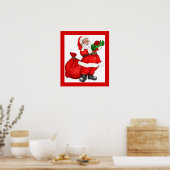 Kerstkerstkerstman met cadeau poster (Keuken)