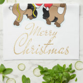 Kerstkerstkerstman met kleur en rendieren theedoek (Gevouwen)