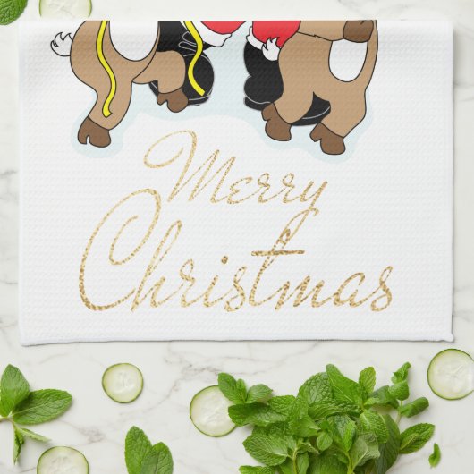 Kerstkerstkerstman met kleur en rendieren theedoek (Gevouwen)