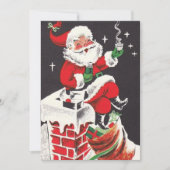 Kerstkerstkerstman met koffie op het dak feestdagenkaart (Voorkant)