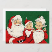  kerstkerstkerstman met Retro en gezin Feestdagenkaart (Voorkant / Achterkant)