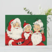  kerstkerstkerstman met Retro en gezin Feestdagenkaart (Staand voorkant)