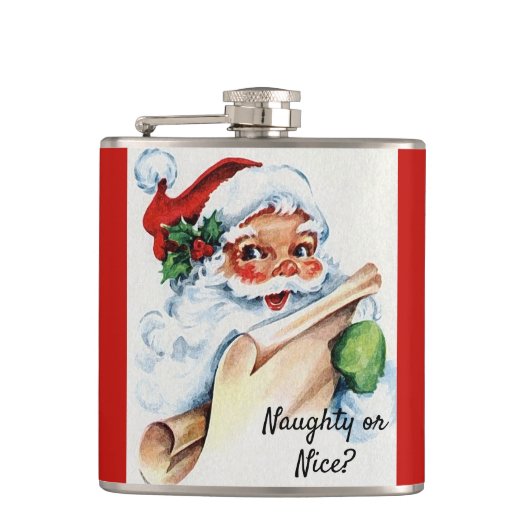 Kerstkerstkerstman met Vintage kerstman Naughty of Heupfles (Voorkant)