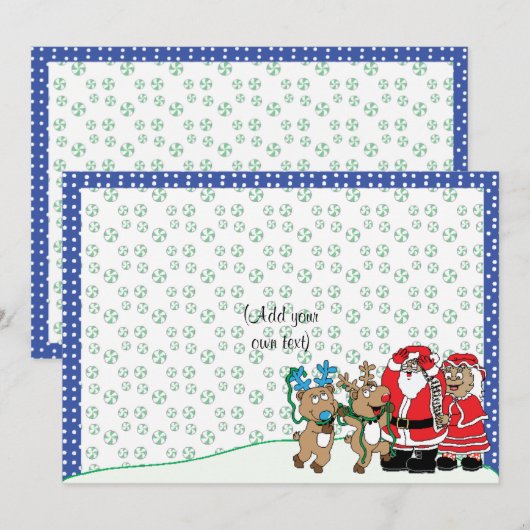 Kerstkerstkerstman, mevrouw Claus of Color Feestdagenkaart (Voorkant / Achterkant)