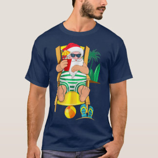 Kerstkerstkerstman op strand, Hawaiian kerstvaca T-shirt
