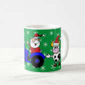 Kerstkerstkerstman op tractor en Koe Koffiemok (Voorkant rechts)