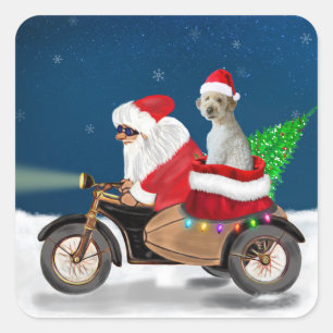 Kerstkerstkerstmanhond Goldendole Throw Pillo Vierkante Sticker