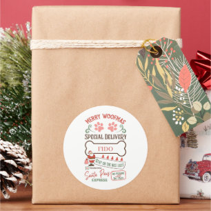 Kerstkerstkerstmannetjes noemen gezelschapshonden ronde sticker