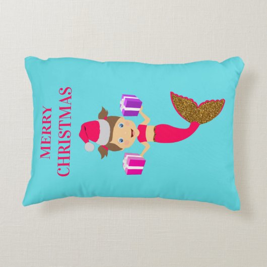 Kerstkerstkerstmeisje kerstkerstman kerstman kerst accent kussen (Achterkant)