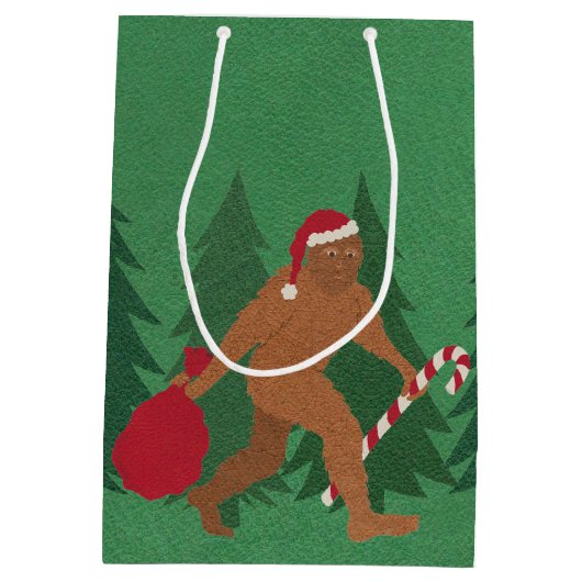 Kerstkerstkerstmis Middelgrote Cartoon Bigfoot Medium Cadeauzakje (Achterkant)