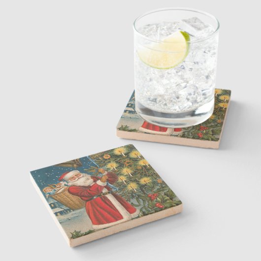 kerstkerstkerstrandes stenen onderzetter (Zijkant)