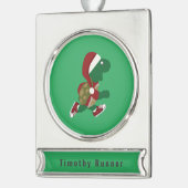 Kerstkerstkerstschildpad Verzilverd Banner Ornament (Links)