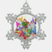 Kerstkerstkerstsieraad Gift Gnome Cartoon Tin Sneeuwvlok Ornament (Voorkant)