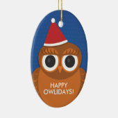 Kerstkerstkerstsieraden - Happy Owlidays Keramisch Ornament (Rechts)