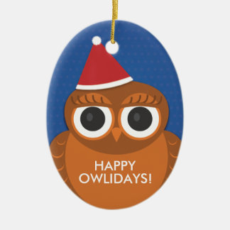 Kerstkerstkerstsieraden - Happy Owlidays Keramisch Ornament