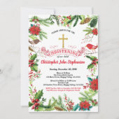 Kerstkerstkerstuitnodiging. Rood wit goud Kaart (Voorkant)