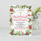 Kerstkerstkerstuitnodiging. Rood wit goud Kaart (Staand voorkant)