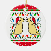 Kerstkerstkerstvioolse labradors keramisch ornament (Voorkant)