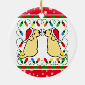 Kerstkerstkerstvioolse labradors keramisch ornament (Achterkant)