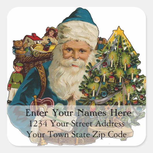 Kerstkerstlabel met cadeaubonnen vierkante sticker (Voorkant)