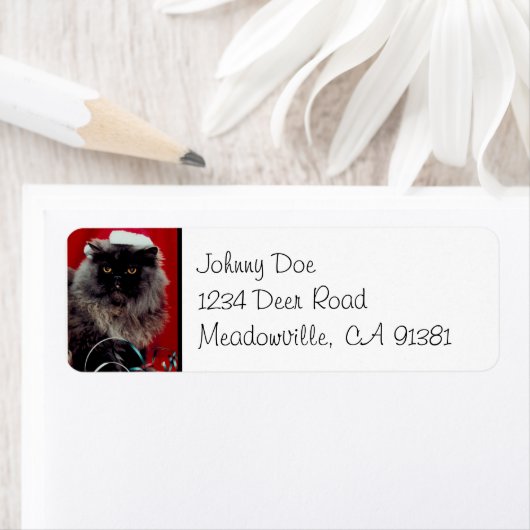 Kerstkerstlabel voor Santa Persian Cat Etiket (Insitu)