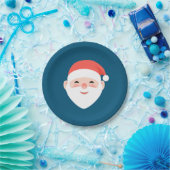Kerstkerstman blauw papieren bordje (Feest)