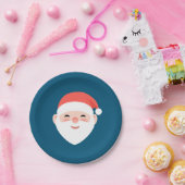 Kerstkerstman blauw papieren bordje (Feest)