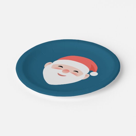 Kerstkerstman blauw papieren bordje (Gekanteld)