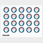 Kerstkerstman blauw ronde sticker (Vel)