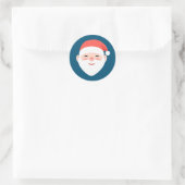 Kerstkerstman blauw ronde sticker (Tas)