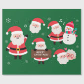 Kerstkerstman Cadeaupapier (Vlak)