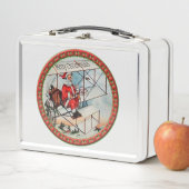 Kerstkerstman die een oud vliegtuig vliegt (In situ)